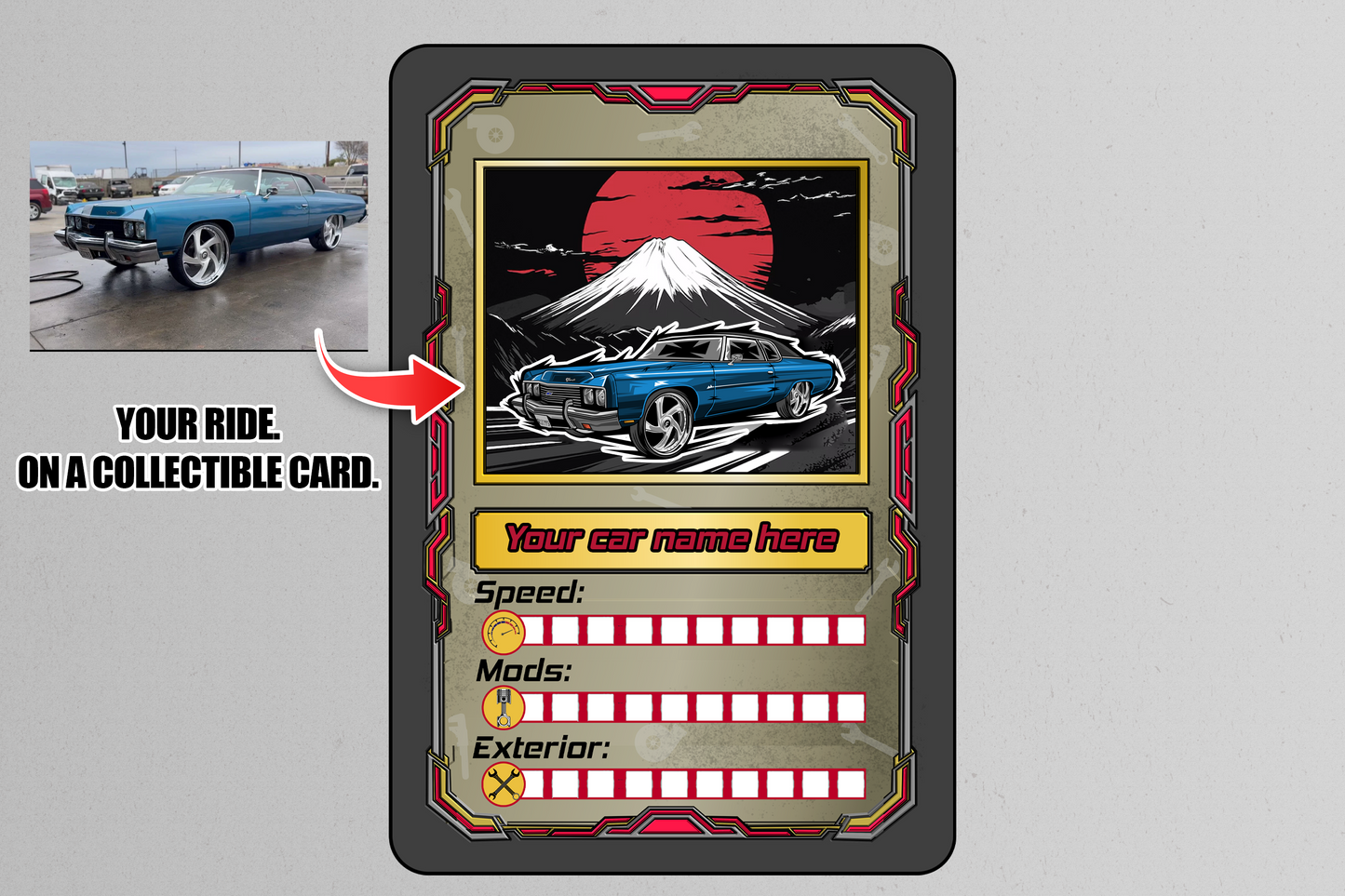 Custom Metal Collectible Card of Your Car/Truck/Bike